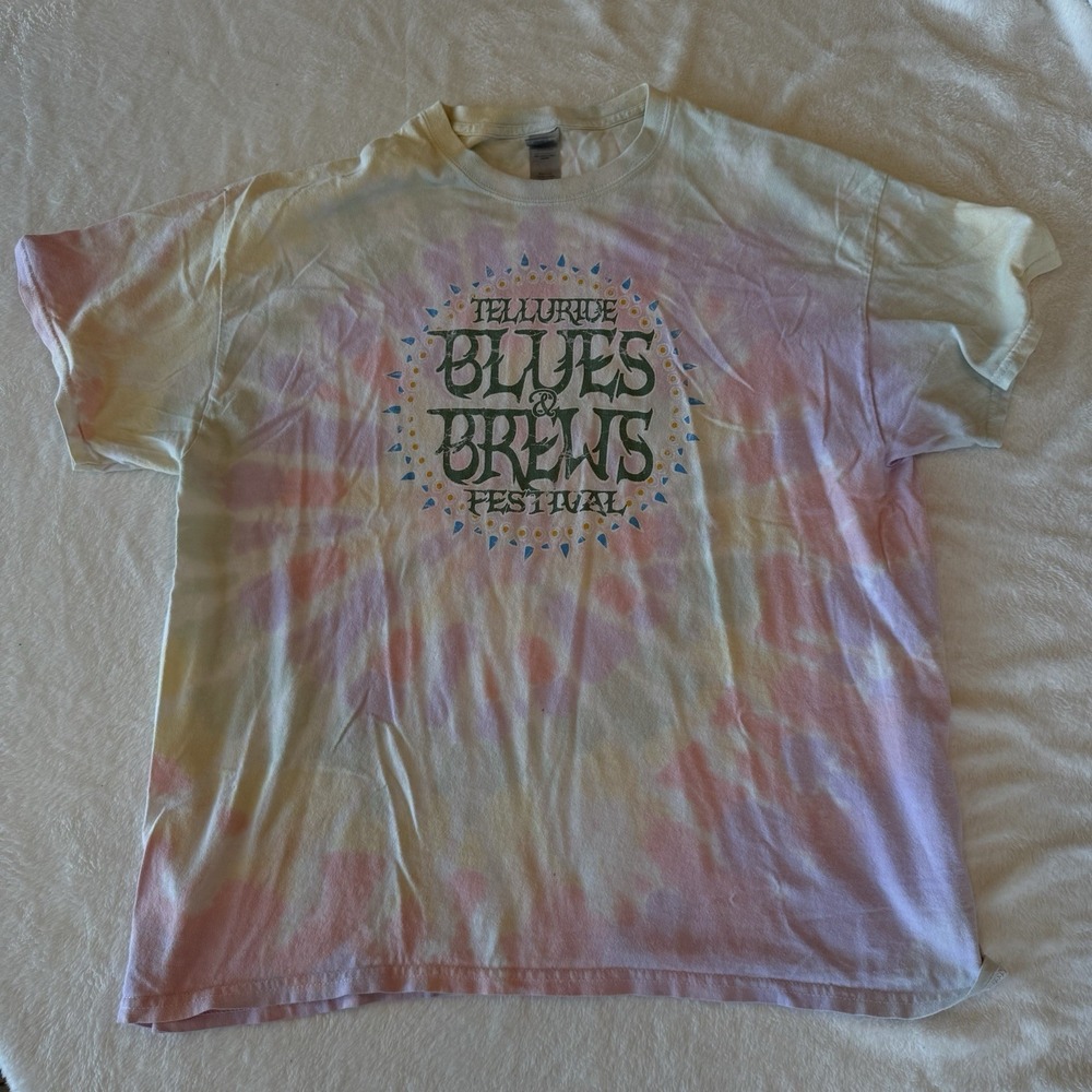 Telluride Blues and Brews Concert Festival T Shirt Men's Large Music Tie Dye